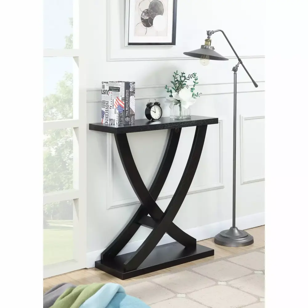 Convenience Concepts Newport Cross Step Console Table Espresso