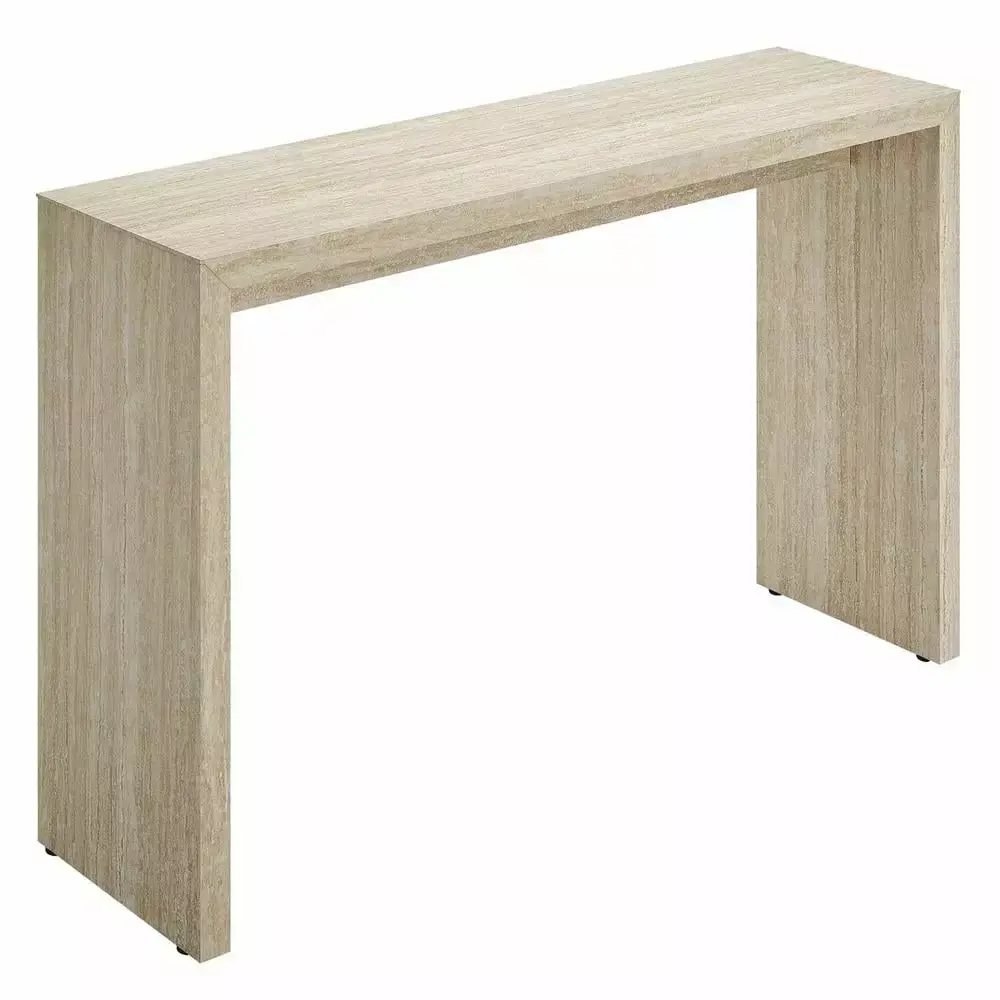 Modway Mirella Faux Travertine Console Table Modern Stone Look Entryway Table