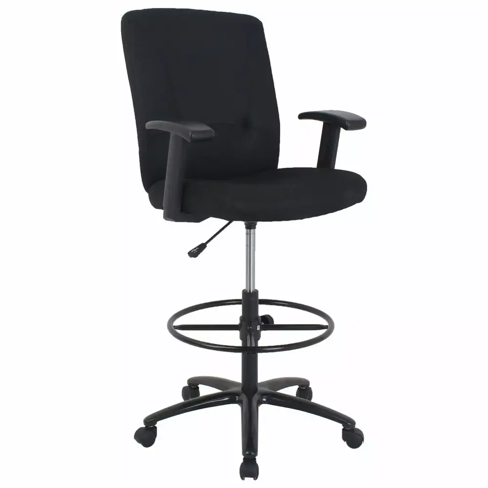 Mid Back Big and Tall Stool Fabric Mesh Black