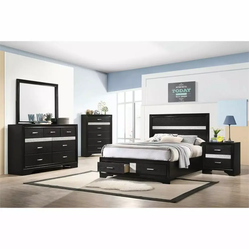 Miranda 4-Piece Full Storage Bedroom Set Black