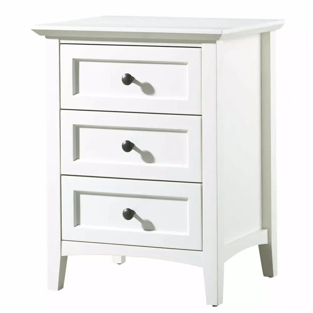Pantego 4PC E King Storage Bed Set with Nightstand Dresser Mirror in White Mahogany