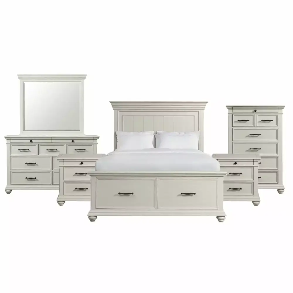 Picket Houtilize Furnishings Brooks King Platform Storage 6PC Bedroom Set with Nightstands Dresser