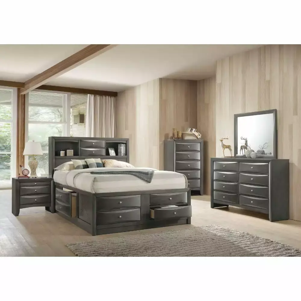 Gray Oak Wood Full 3PCS Bedroom Set w/ Storage by Acme Ireland 22710F-3pcs