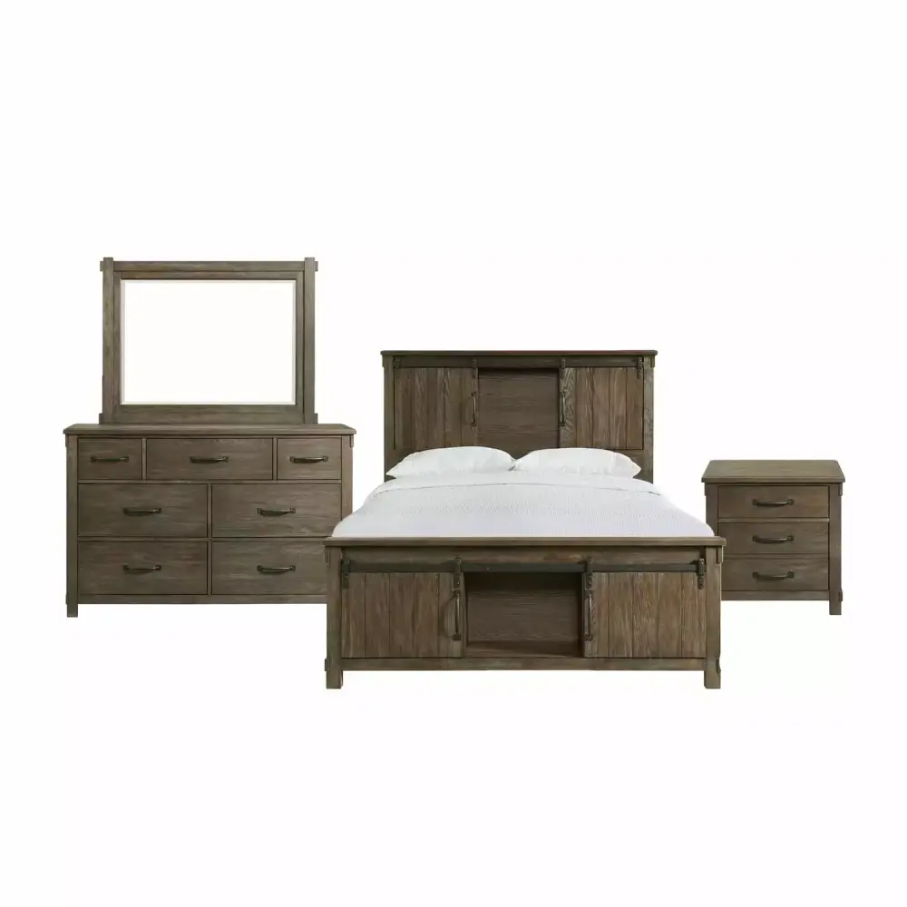 HomeStock Antique Platform Storage 4 Piece Bedroom Set
