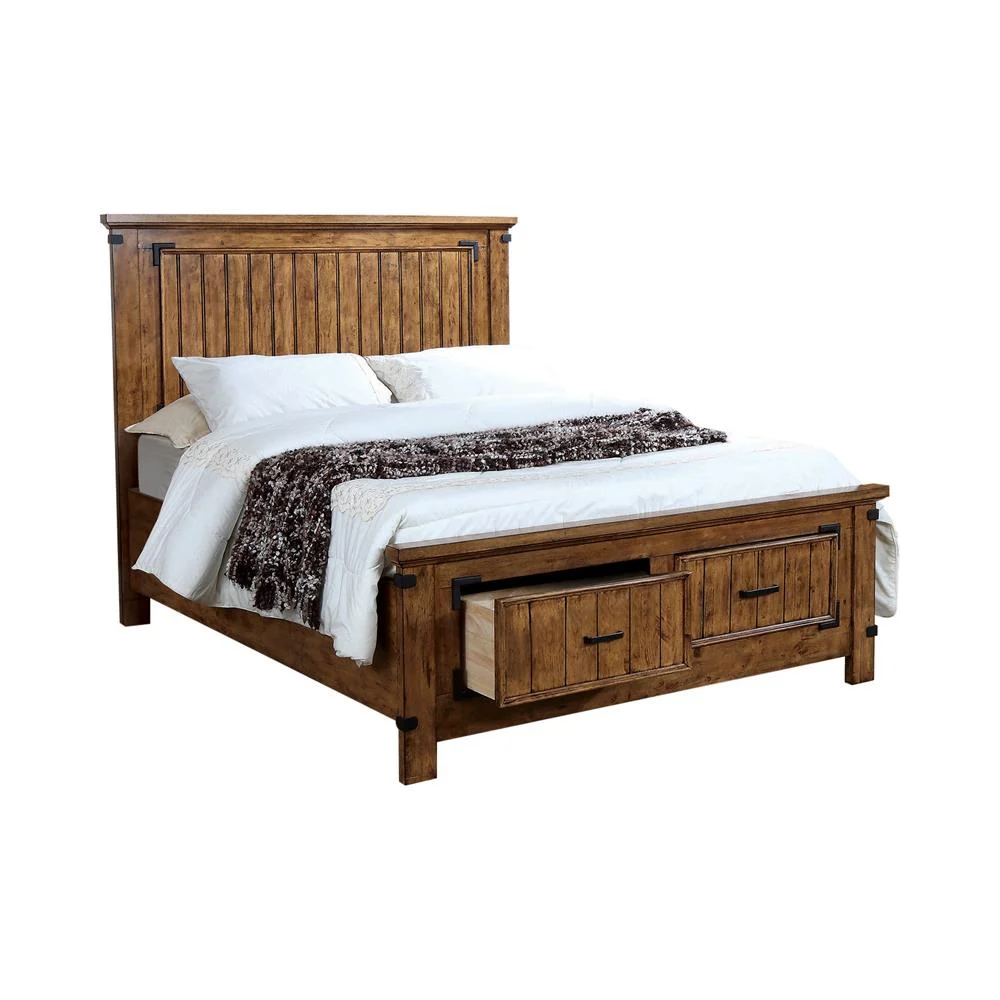 Brenner Eastern King Storage Bed in Rustic Honey