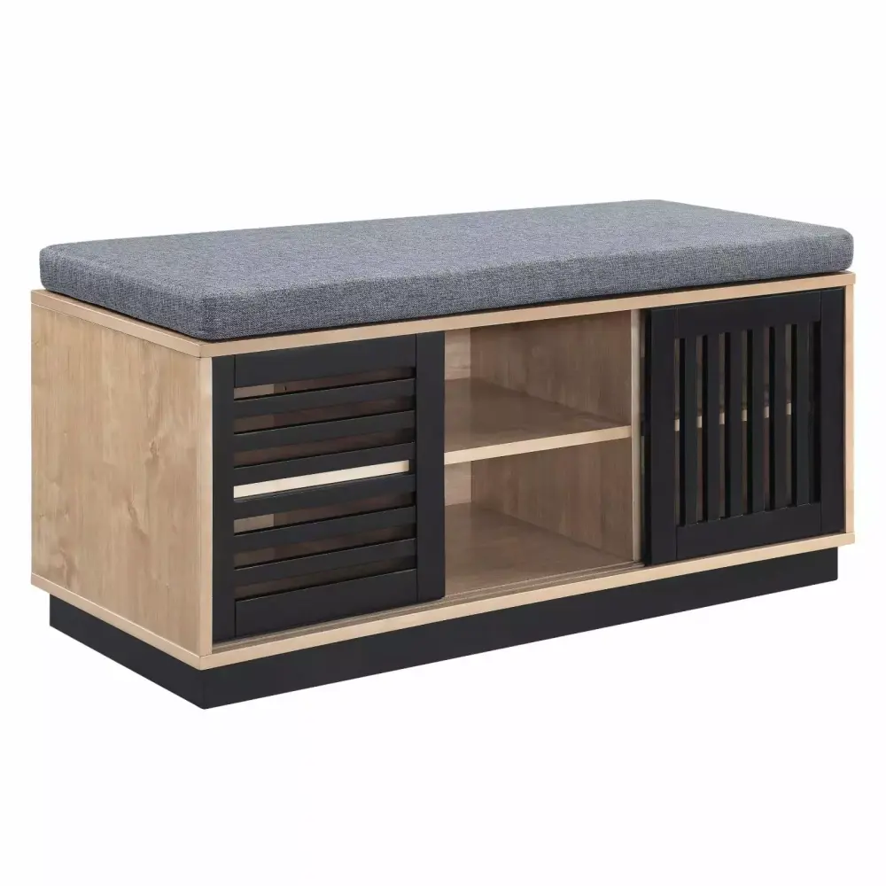 Gamaliel Oak Espresso Finish Storage Bench for Entryway