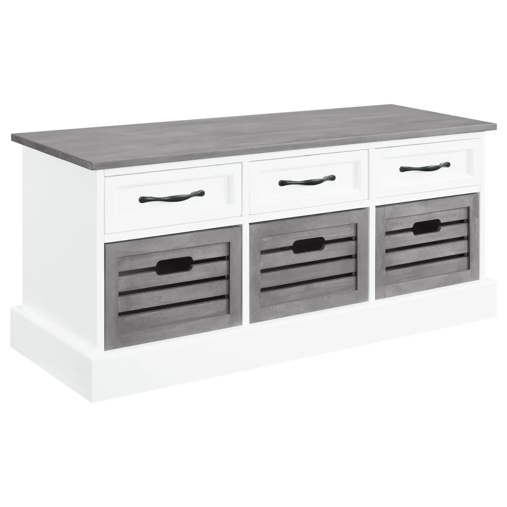 Alma 3-Drawer Storage Bench White and Weathered Grey - Multipurpose Entryway Seating with Storage