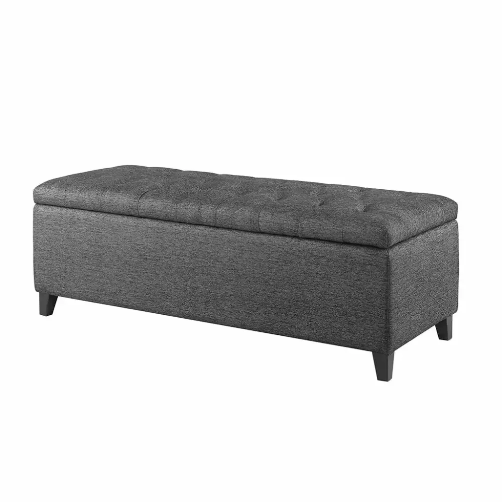 Shandra Tufted Top Storage Bench Charcoal