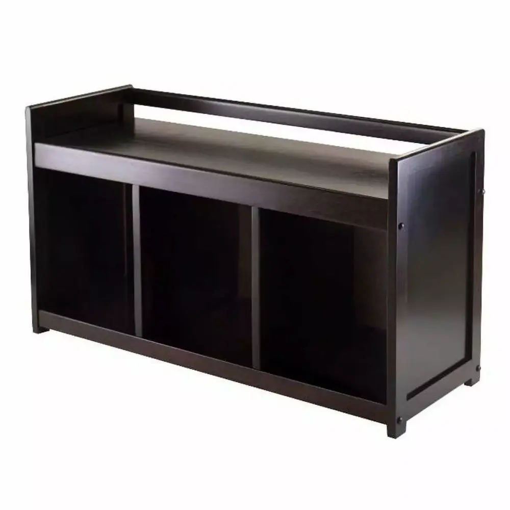 Addison Storage Bench with 3-Section Compartments - Dark Espresso Entryway Organizer