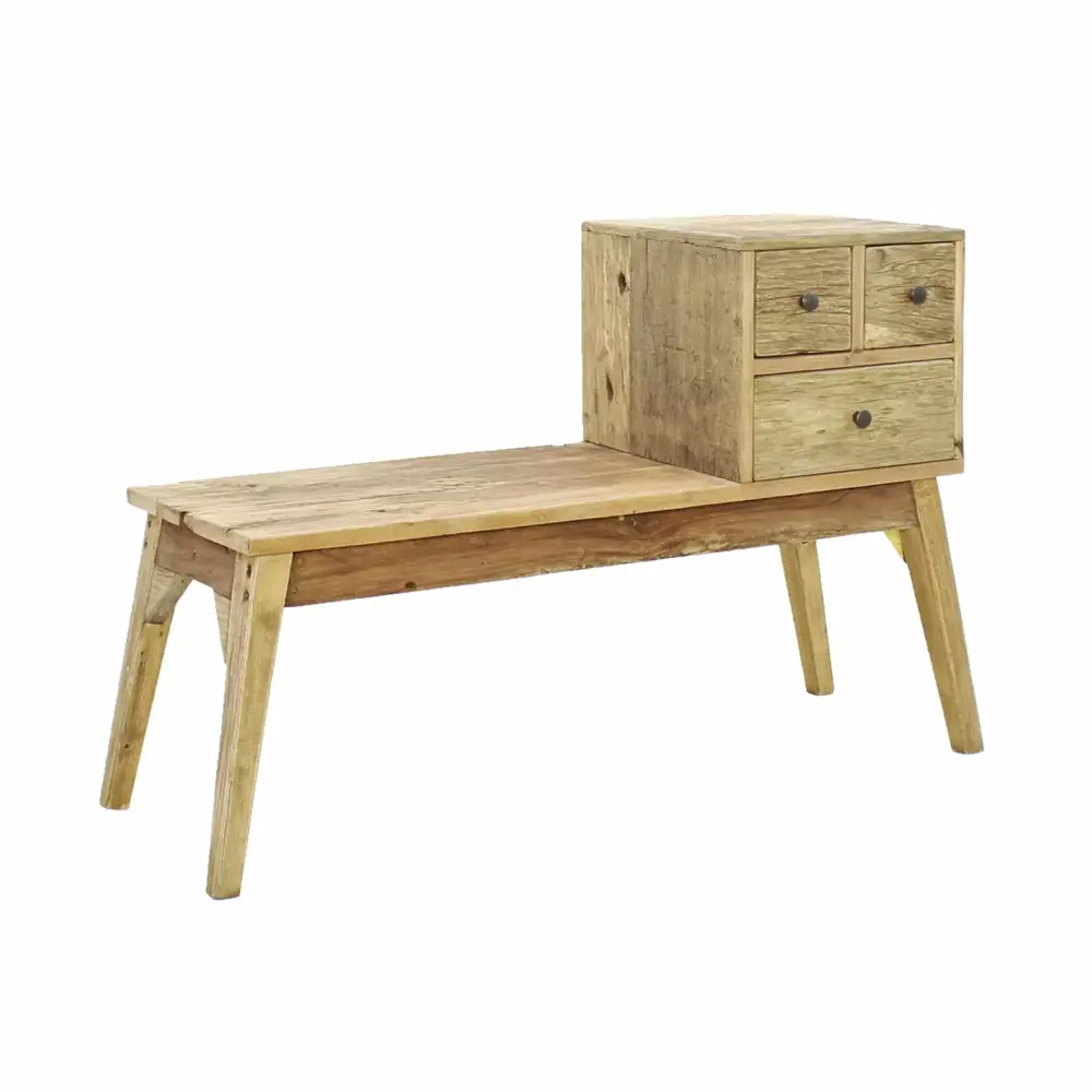 4D Concepts Rustic Natural Storage Bench Entryway Furniture with Shelf