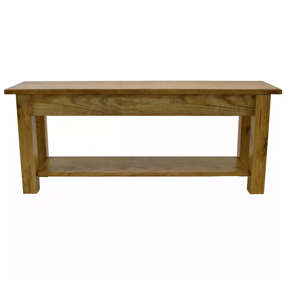 RANCH COLLECTION FARMHOUSE BENCH WITH SHELF Golden Oak 36 Inch