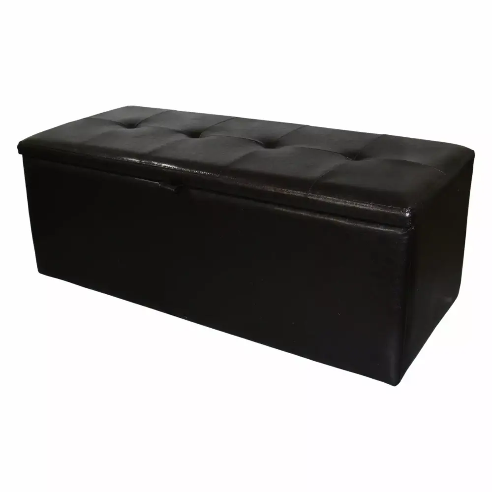 ORE International 18.5 Tall Leather Upholstered Storage Bench Brown