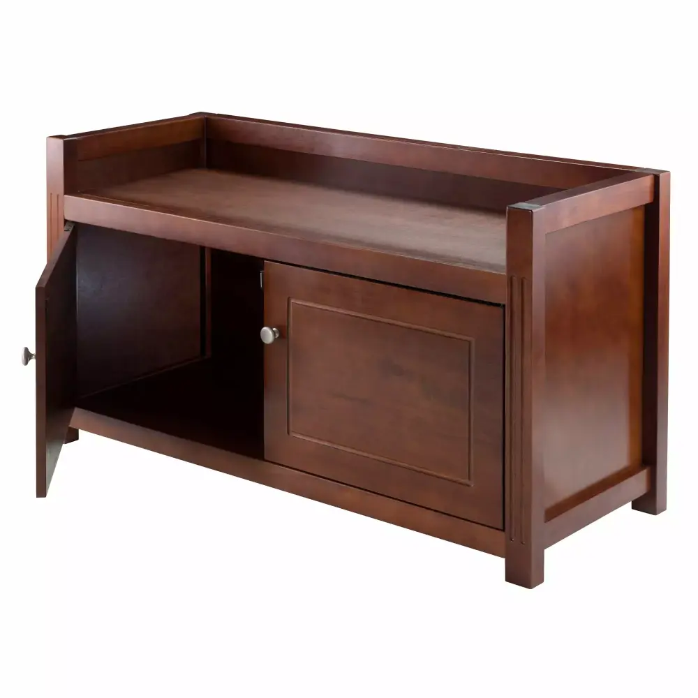 Winsome Wood Charleston Storage Bench Walnut Finish Functional Seating