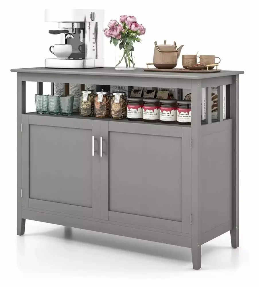 Zengpin Buffet Cabinet with Storage 45x20x36 Inches - Grey Freestanding Kitchen Cabinet and Console Table