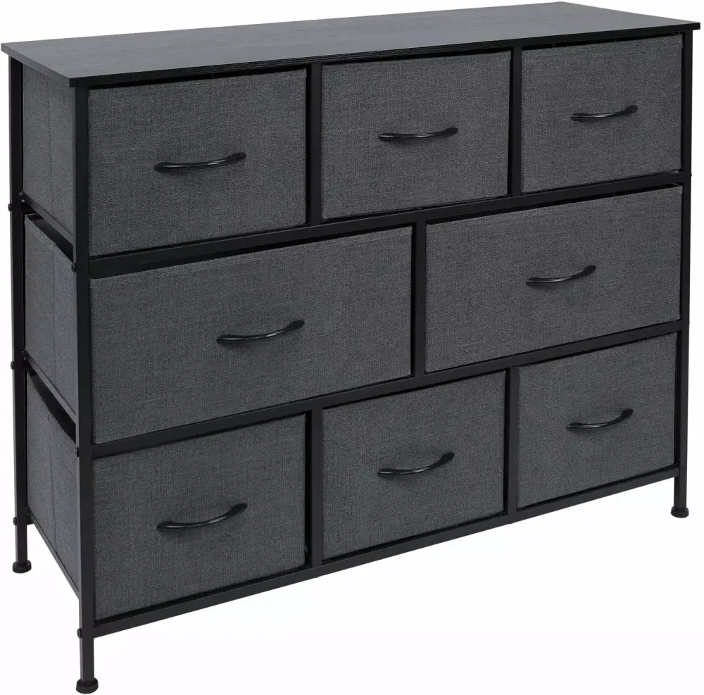 Sorbus Dresser with 8 Drawers Furniture Storage Chest for Kids Clothing Organization Rustic Farmhouse Style Black
