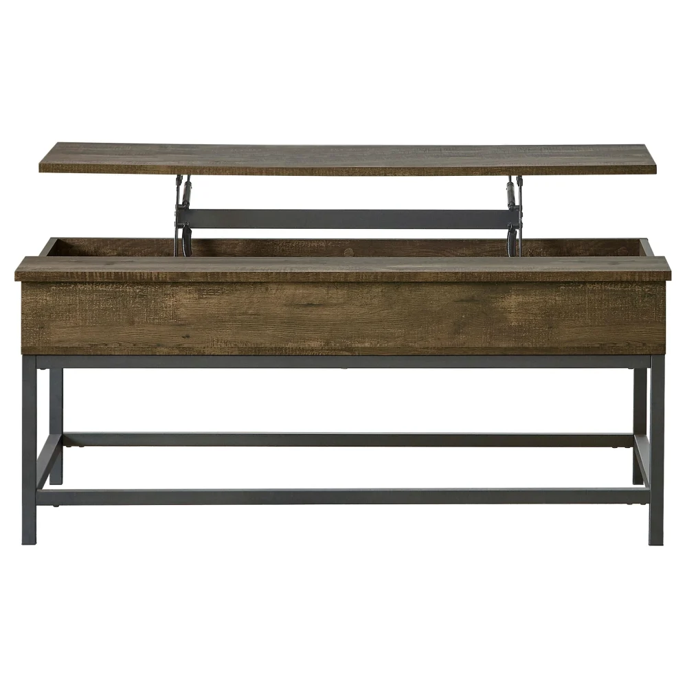 Byers Black Coffee Table with Hidden Storage Brown Oak Sandy Black