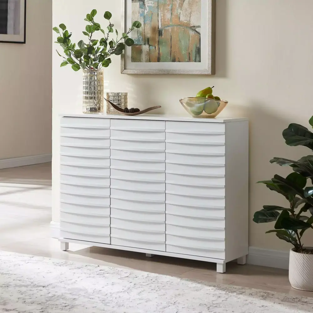 Kings Brand Furniture White Sideboard Buffet Console Table with Storage