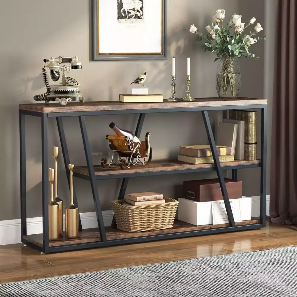 3-Tier Console Table with Storage for Entryway and Living Room