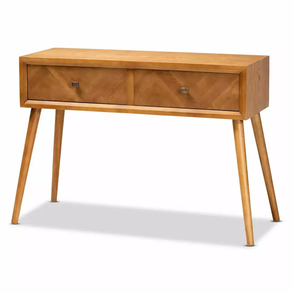 Baxton Studio Brown Finished Wood 2-Drawer Console Table for Living Room