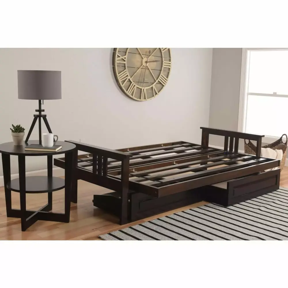 Maykoosh Island Oasis Futon Frame with Espresso Finish and Storage Drawers - Full Size