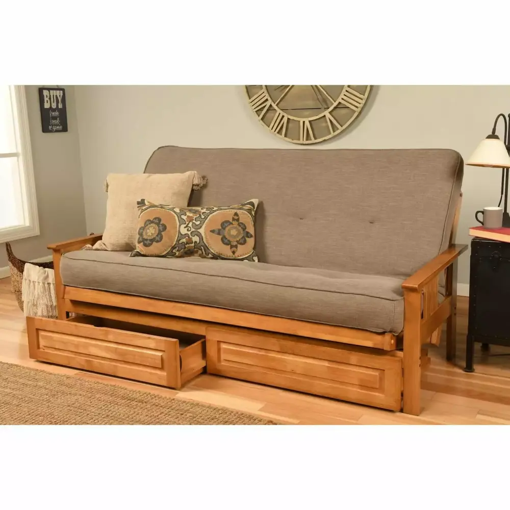 Maykoosh Modern Motifs Full Futon Frame with Storage Drawers in Butternut Gray