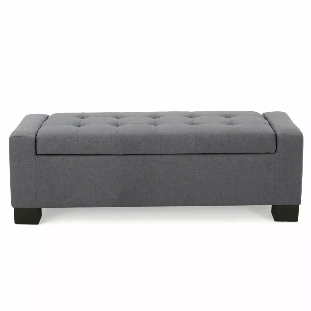 GDF Studio Nadia Contemporary Fabric Tufted Storage Ottoman Bench Charcoal and Dark Brown