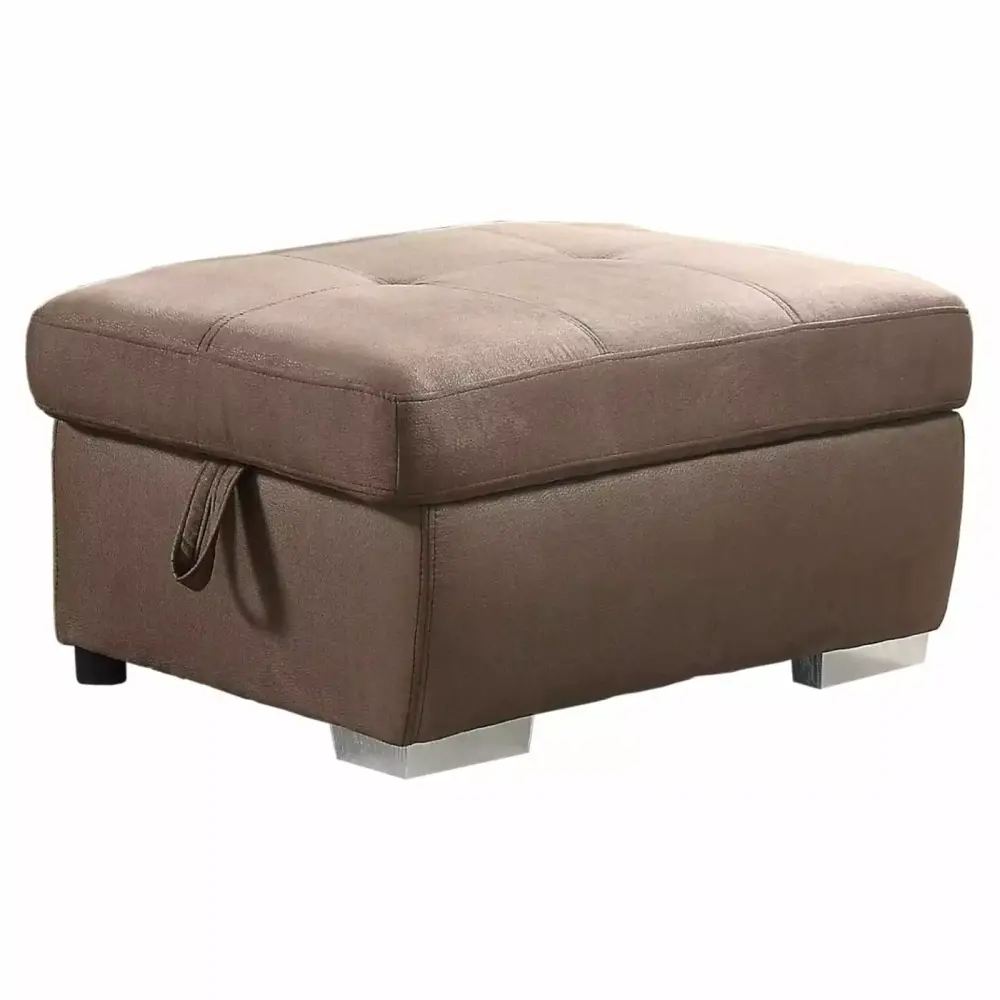 ACME Acoose Upholstery Ottoman with Hidden Storage in Brown Fabric