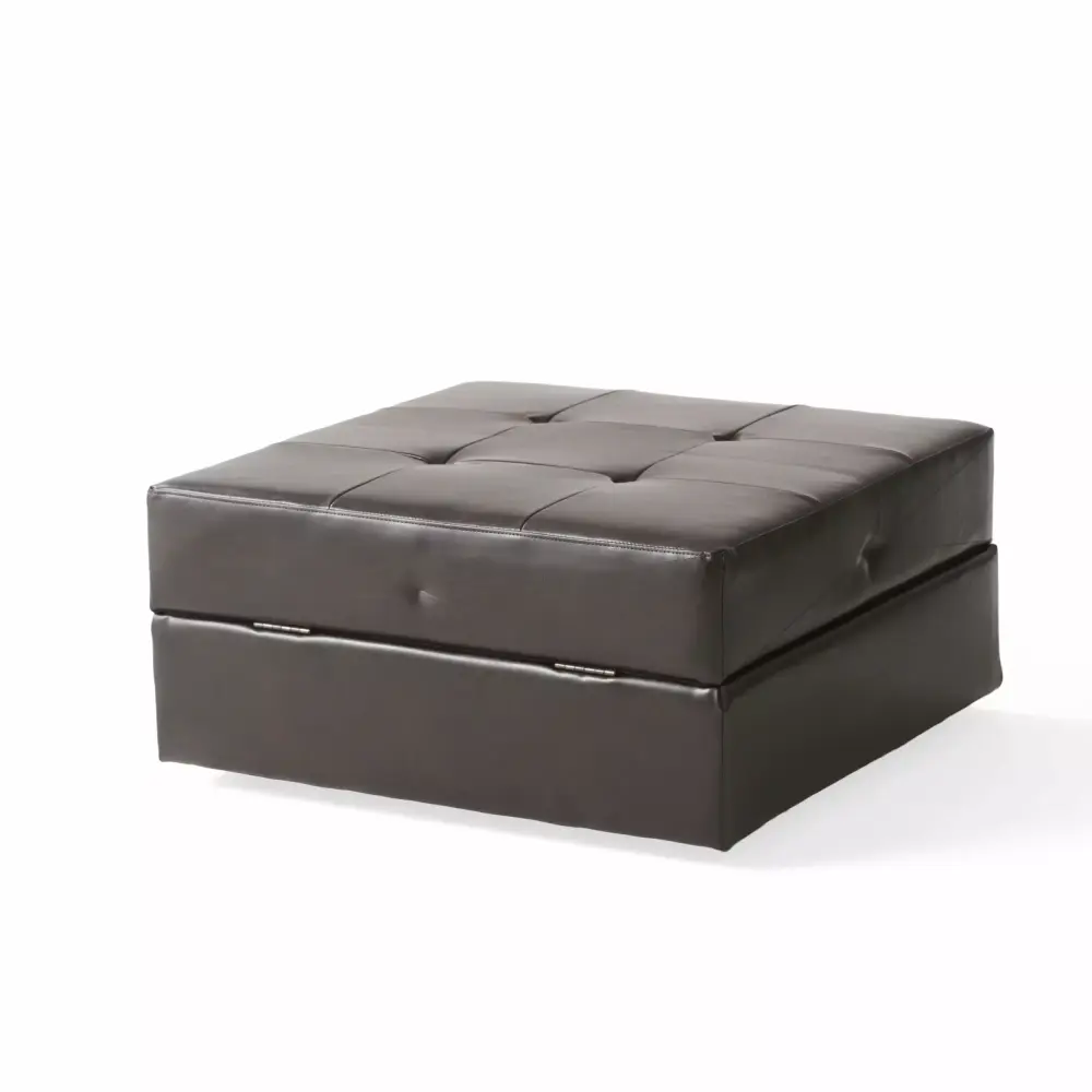 GDF Studio Explorer Contemporary Bonded Leather Tufted Storage Ottoman with Casters