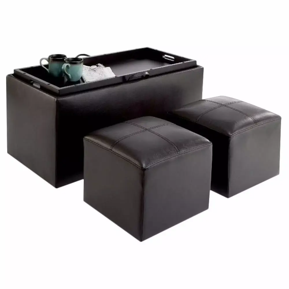 Kingfisher Lane Sheridan Storage Bench Ottoman in Espresso