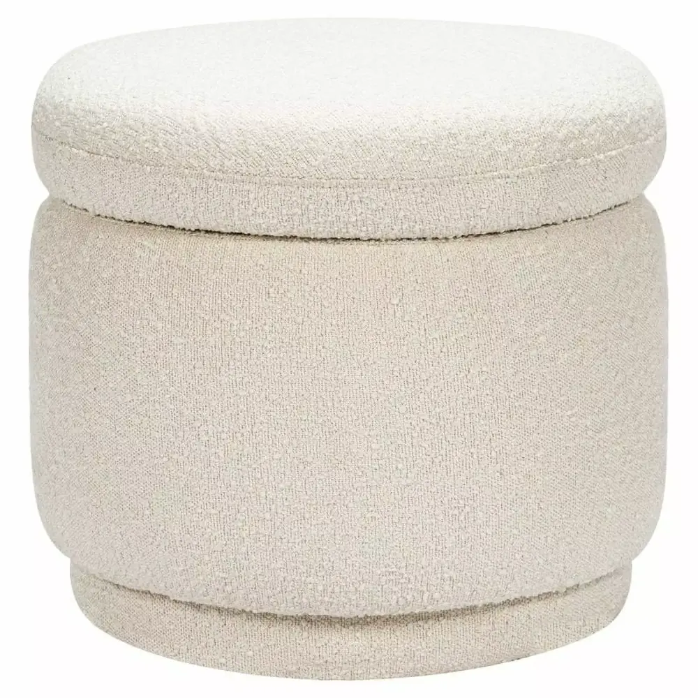 Namesake Enoki Modern Fabric Storage Ottoman in White Boucle