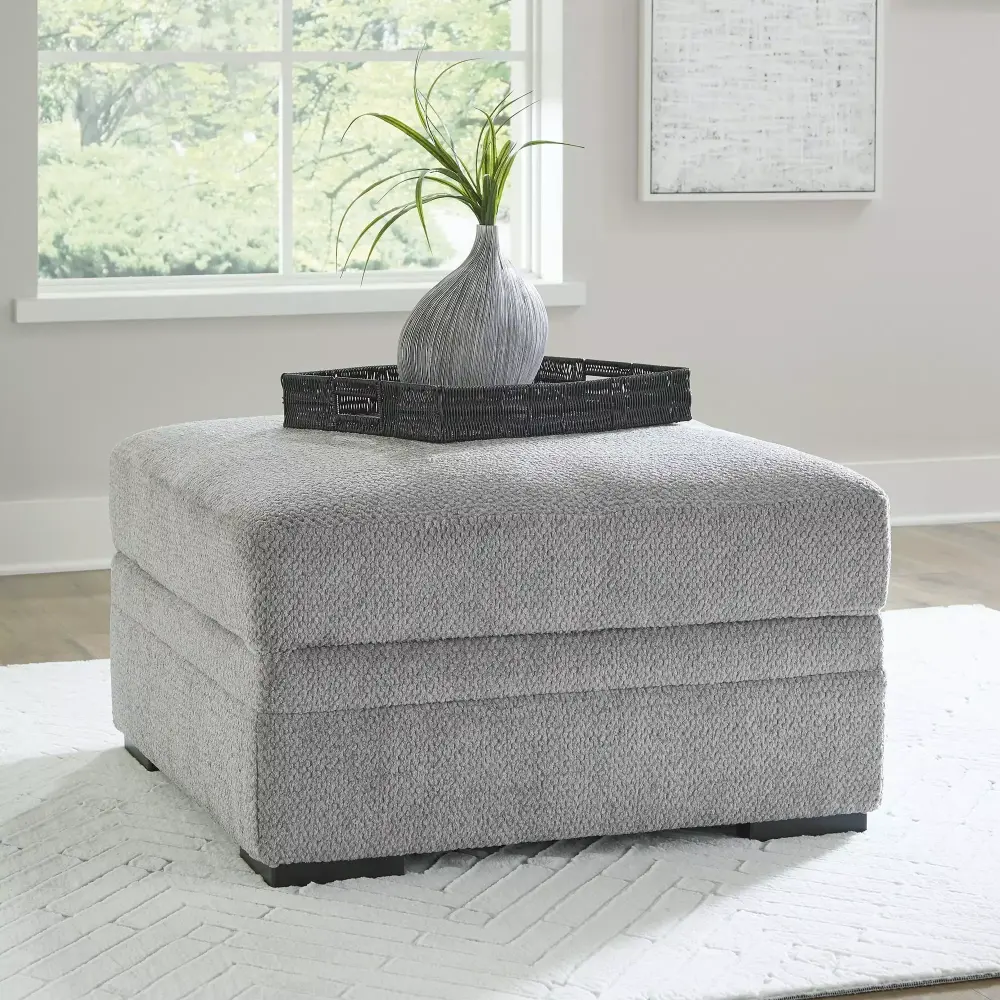 Signature Design by Ashley Casselbury Classic Ottoman with Storage in Light Gray