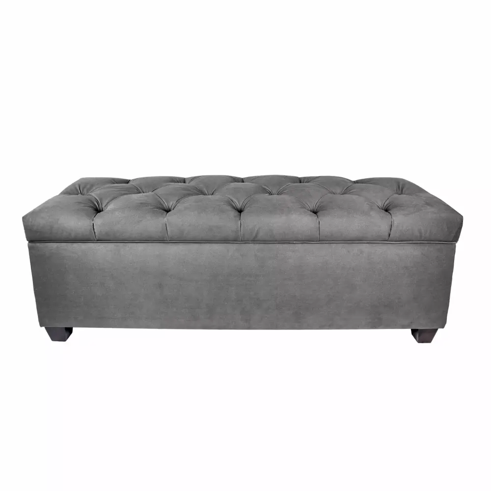 The Sole Secret Obsession Series Diamond Tufted Large Shoe Storage Ottoman Gray