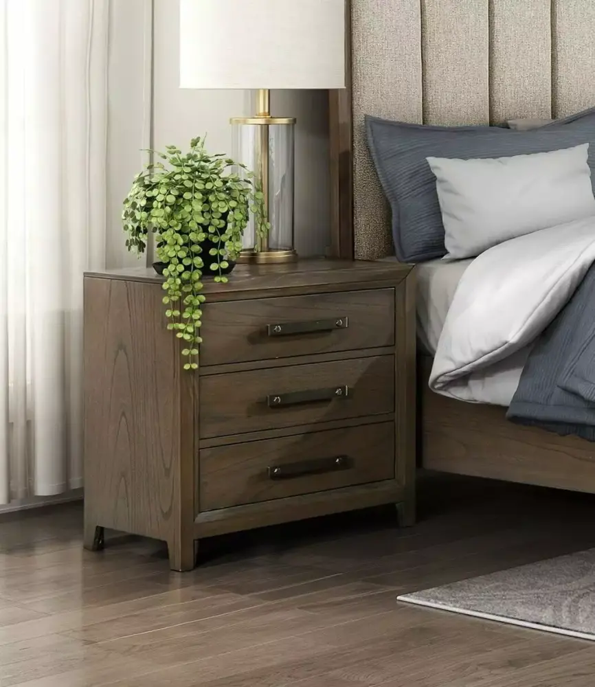 5pc Bedroom King Platform Bed Storage Drawers Nightstands Dresser Mirror Classy Walnut Finish Wooden Bedroom Furniture