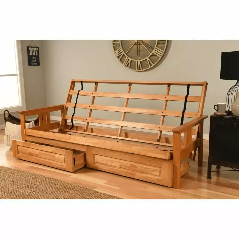 Kodiak Furniture Monterey Queen Solid Wood Frame with Storage in Brown Butternut