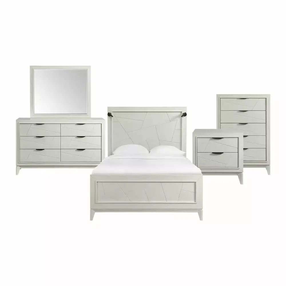 Picket Houtilize Furnishings Parell Queen Storage 5-Piece Bedroom Set in White