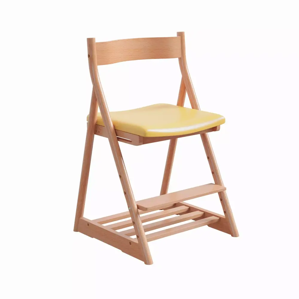 WILK Solid Wood Kids Study Chair Lift Chair Adjustable Writing Chair Natural Color Desk Chair Back Chair Book Chair