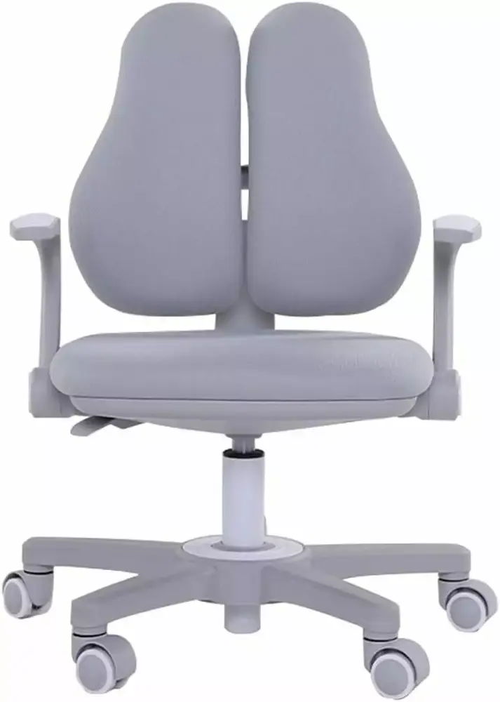 Adjustable Kids Study Desk Chair Set with Drawer Bookshelf Sit-Brake Casters Gray