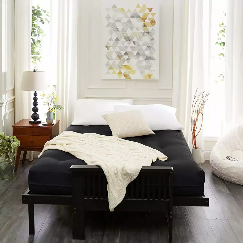 Contemporary Suede Futon Mattress - Plush Foldable Sofa Bed for Adults and Kids - Queen Size