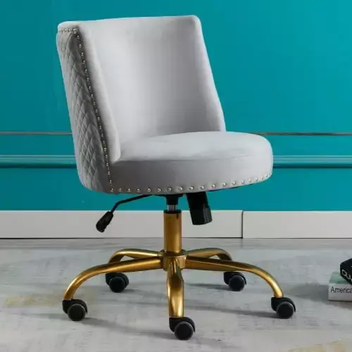 Wulawindy Velvet Home Office Desk Chair Swivel Accent Chair for Living Room Grey