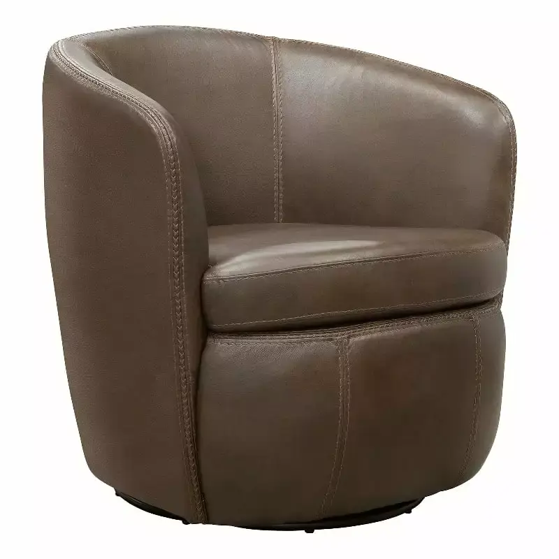 Pemberly Row Vintage Brown All Italian Leather Swivel Club Chair