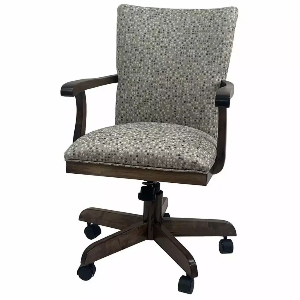 Swivel Wood Dining Caster Chair Mango Plus with Wheels in Spring Mix Gray - Modern Kitchen and Office Chair