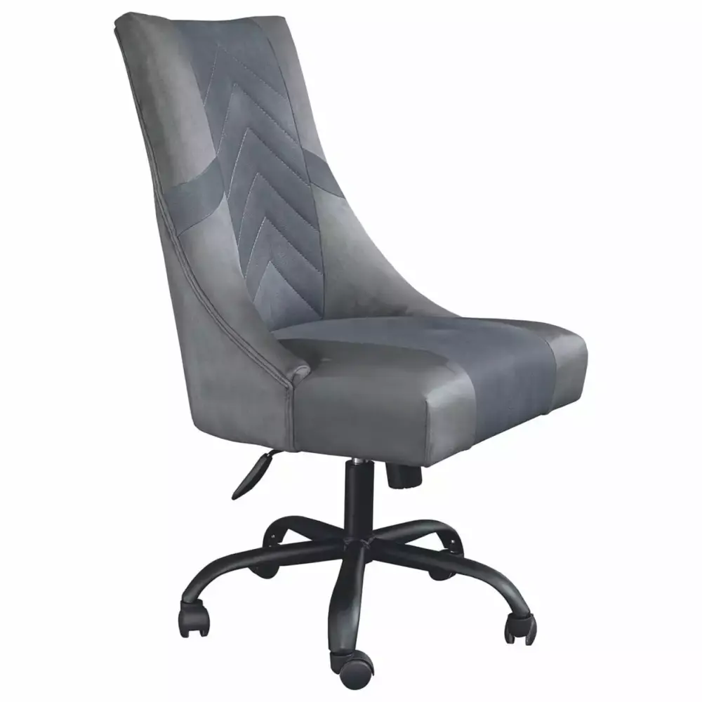 Leatherette Wooden Frame Swivel Gaming Chair Gray and Black - Saltoro Sherpi - Comfortable Desk Chair