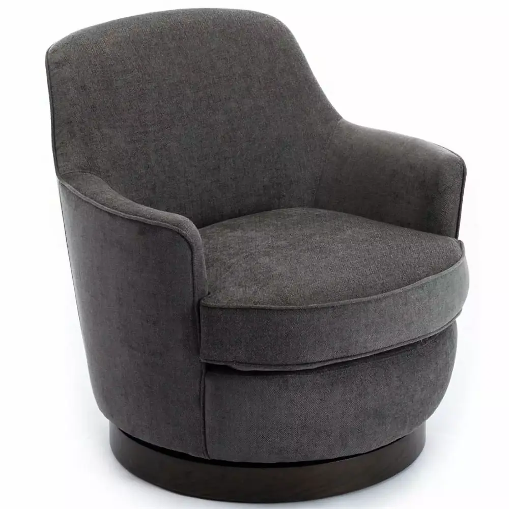 Bowery Hill Transitional Gray Swivel Chair with Charcoal Wood Base for Home Office