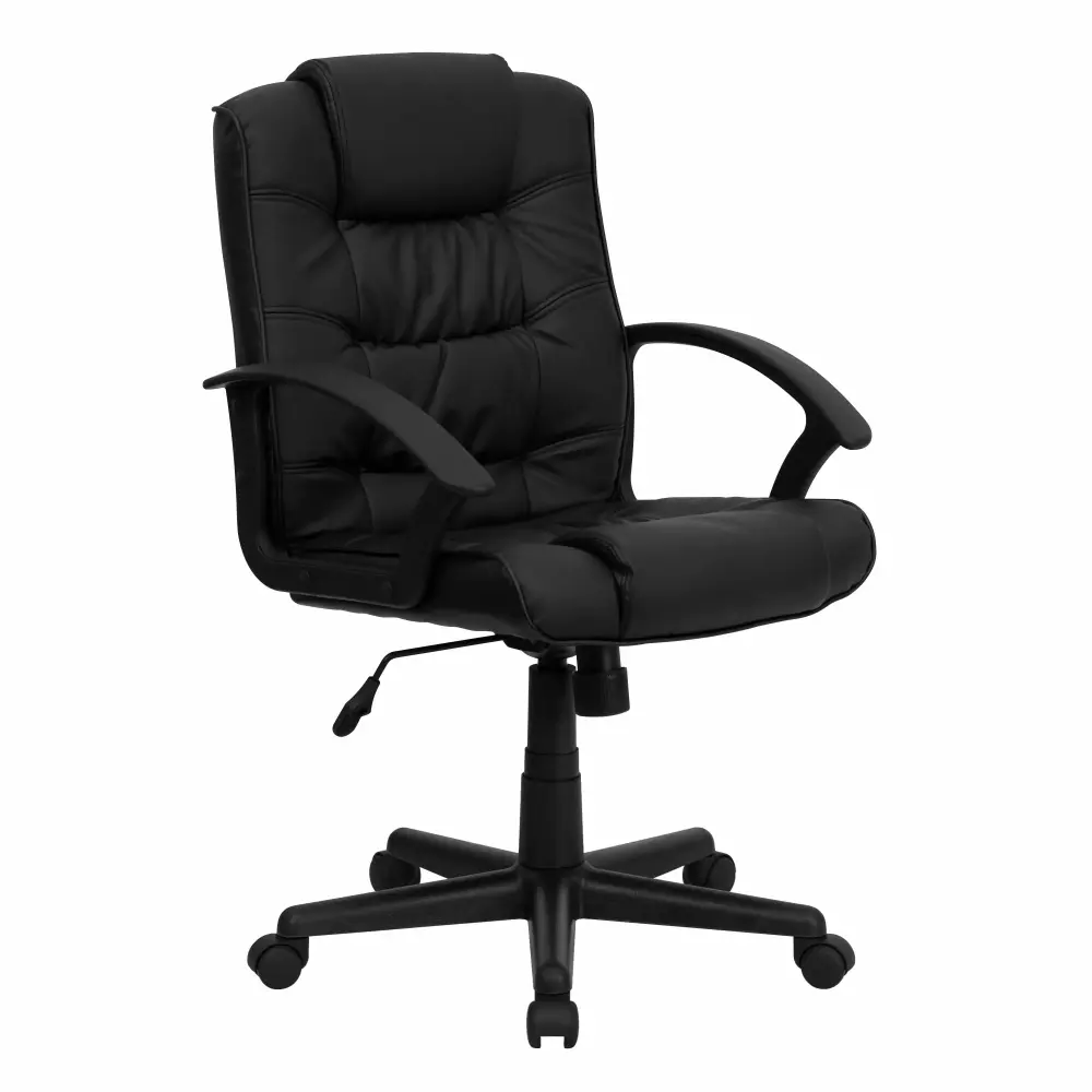 A Line Furniture Calico Black Leather Adjustable Swivel Office Chair