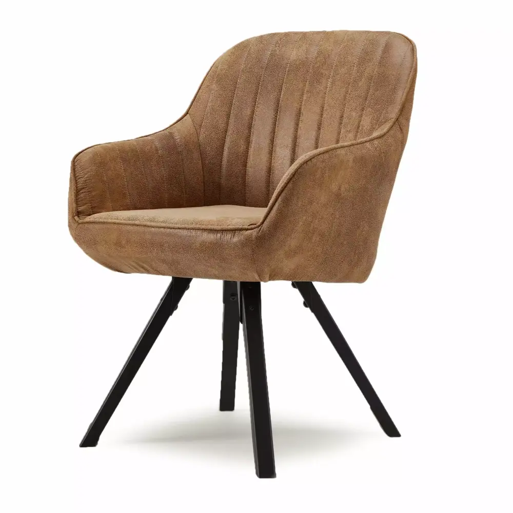 JOMEED Cushioned Swivel Armchair with Rubberwood Legs for Home and Office