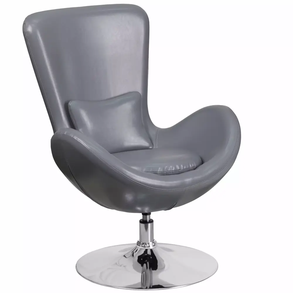 A Line Furniture Grey Swivel Adjustable Living Room Accent Chair with Curved Wing Design