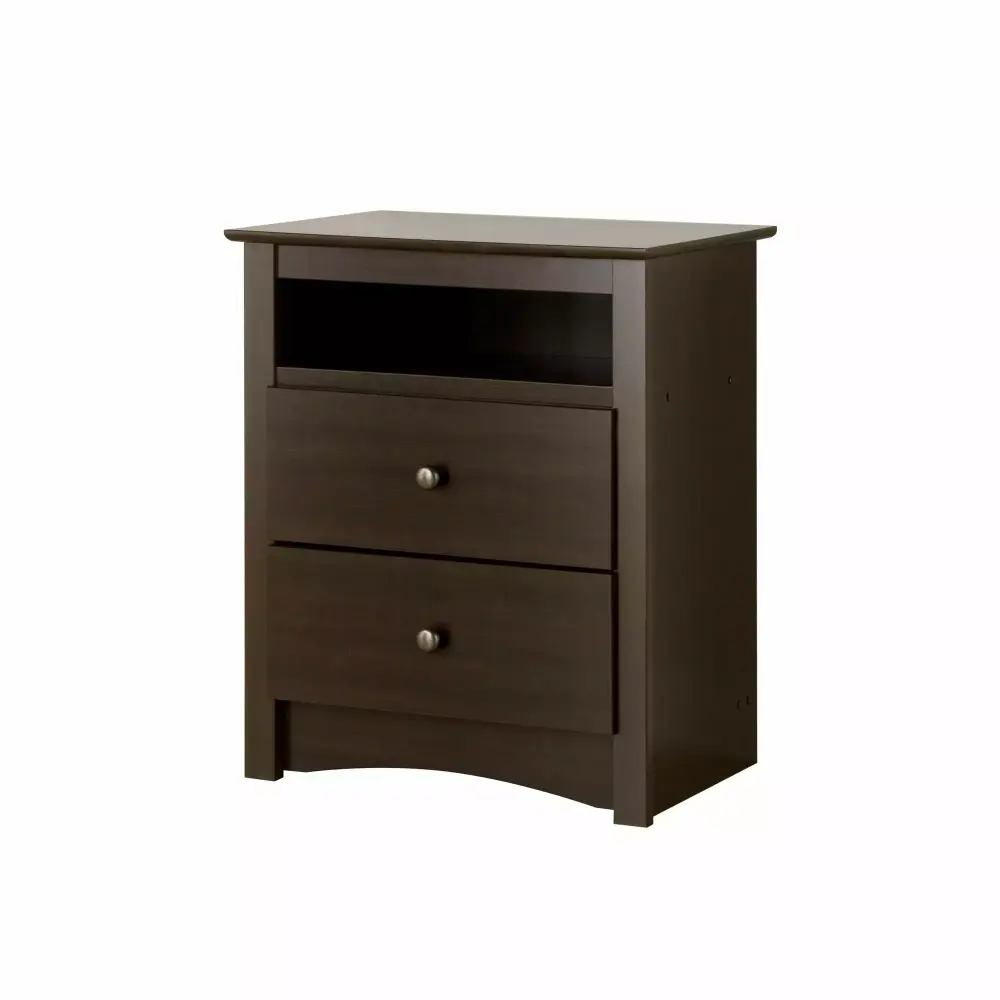 Ergode Fremont Tall 2-Drawer Nightstand with Open Shelf in Espresso Finish