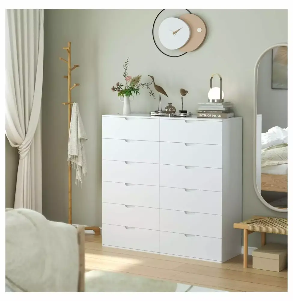 Drevy White 6 Drawer Tall Dresser Modern Wood Chest of Drawers with Large Capacity 15.7 x 23.6 x 47