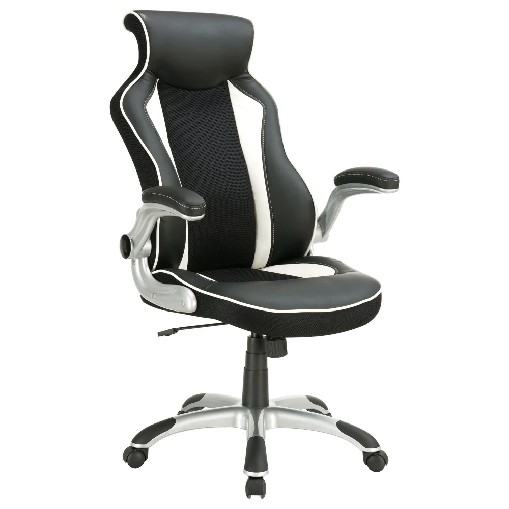 Dustin Adjustable Height Office Chair in Black and Silver - Modern Desk Chair
