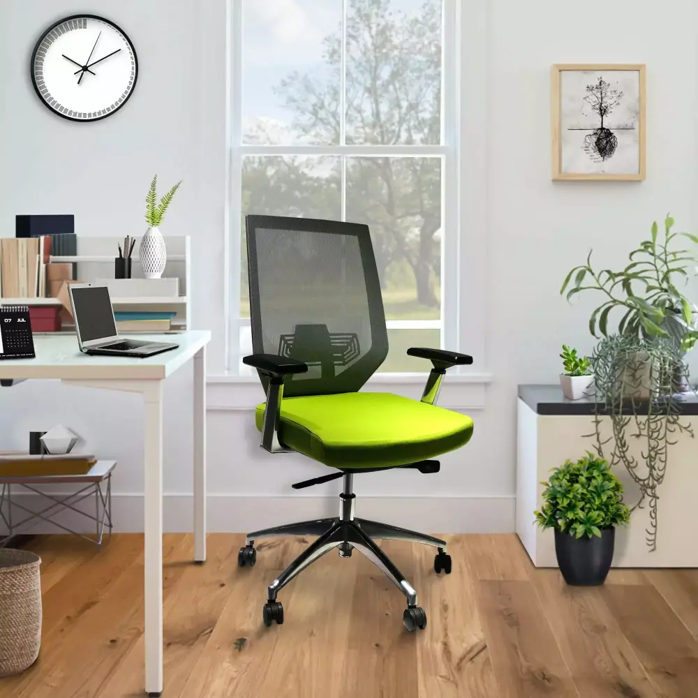Adjustable Mesh Back Ergonomic Office Swivel Chair with Padded Seat and Casters Green and Gray